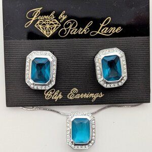 Vintage Jewels by Park Lane Blue w/ Crystal-like stones in Silver Tone/ Retro